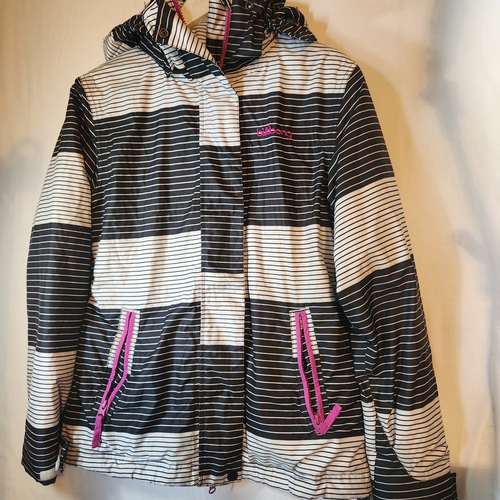 Billabong Pointdry Snow Jacket Womens Small Blackā White Striped 10K Waterproof